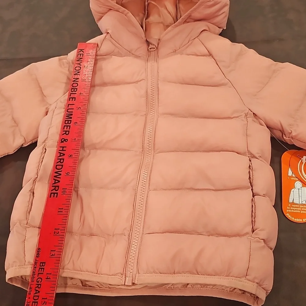 V Toddler Girls Puffer Jacket - Peach 3T NWT